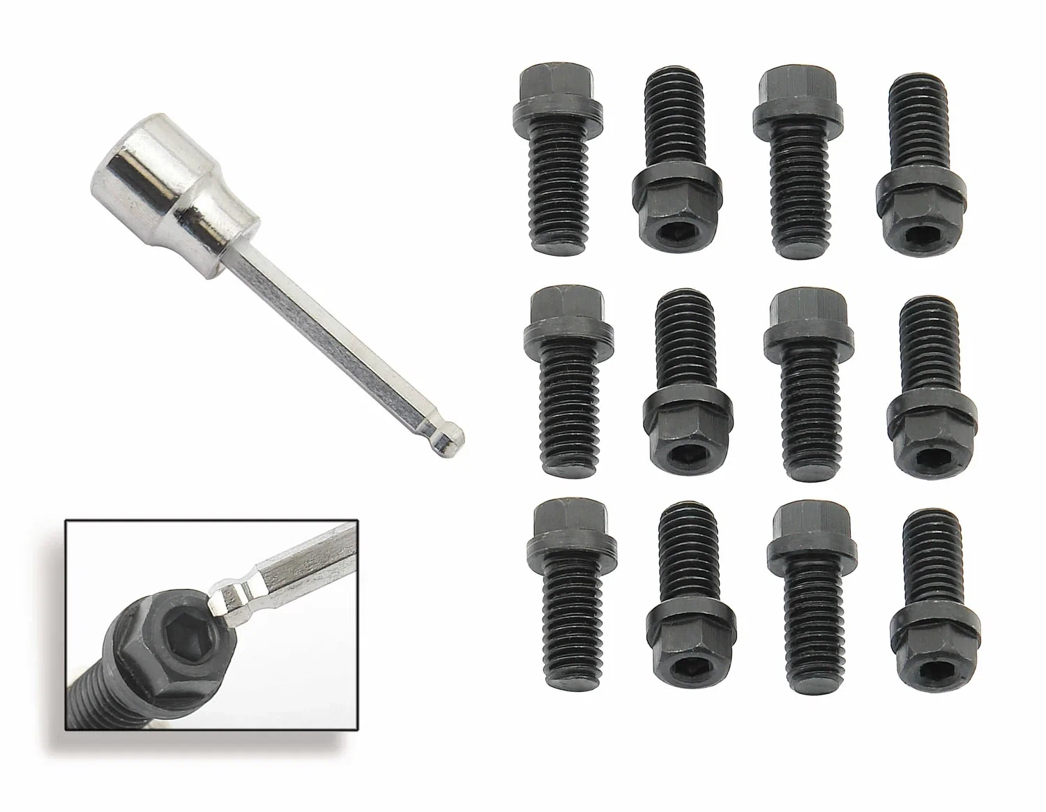 Mr. Gasket Header Bolts - 3_8-16 x 3_4 Inch Hex & Socket Head -Black Oxide 3420G